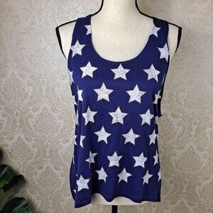 FRZ Size XXL Racerback Tank Top Navy Blue White Stars Outlined in Gold